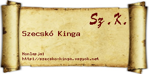 Szecskó Kinga névjegykártya