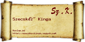 Szecskó Kinga névjegykártya