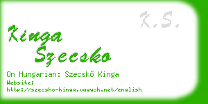 kinga szecsko business card